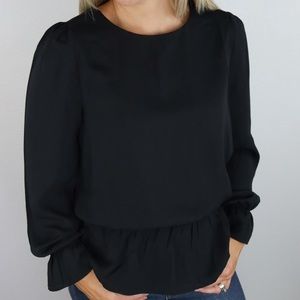 Black Peach Puff Sleeve Blouse